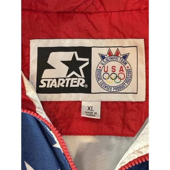 Vintage Starter USA Olympics American Flag AOP Embroidered Windbreaker Size XL - Picture 3 of 7